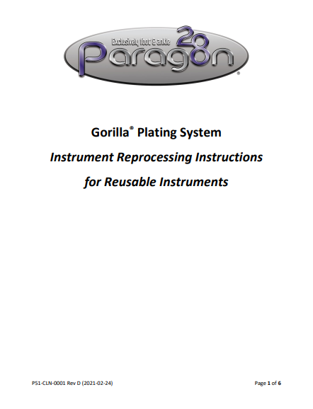 Gorilla® Plating System Instrument Reprocessing Instructions
