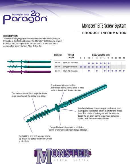 Monster® BITE Snap-Off Screw System Brochure