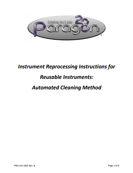 Paragon 28® Reusable Instrument Reprocessing Instructions Automated Cleaning Method