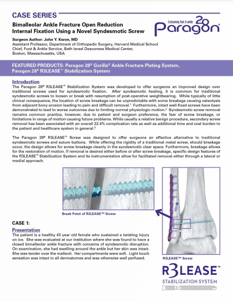 R3LEASE™ Stabilization Screw System Case Series