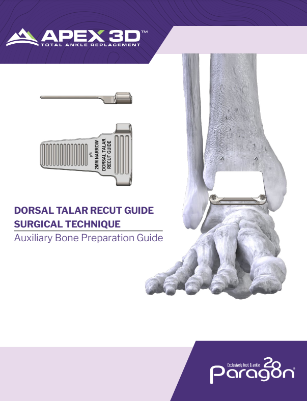 apex DORSAL TALAR RECUT GUIDE stg Auxiliary Bone Preparation Guide